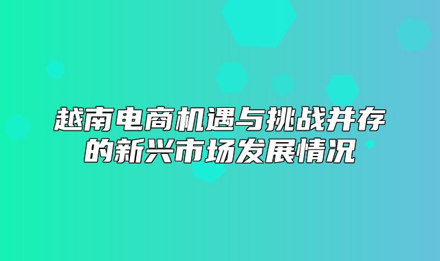 越南电商机遇与挑战并存的新兴市场发展情况