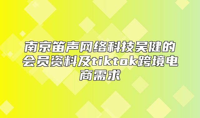 南京笛声网络科技吴健的会员资料及tiktok跨境电商需求
