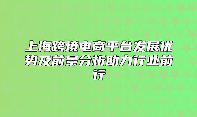 上海跨境电商平台发展优势及前景分析助力行业前行