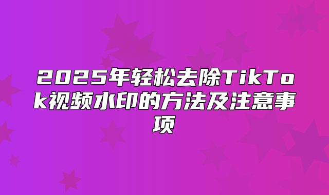 2025年轻松去除TikTok视频水印的方法及注意事项