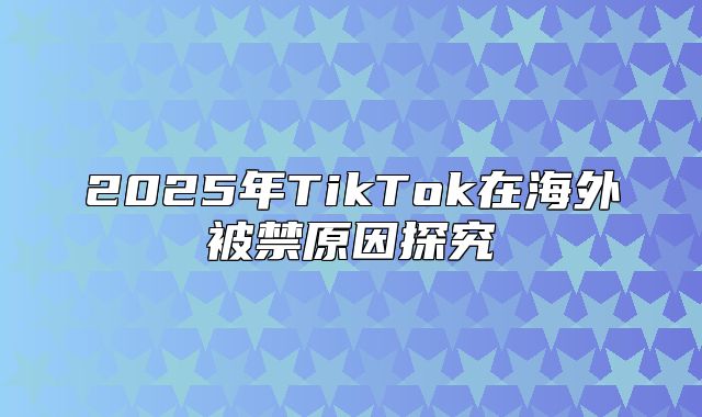 2025年TikTok在海外被禁原因探究
