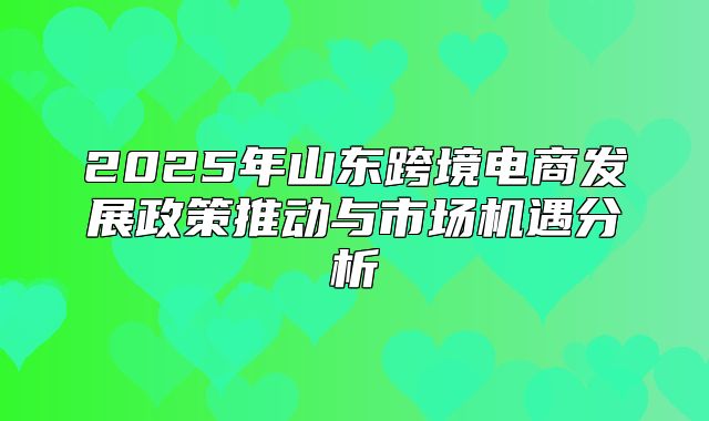 2025年山东跨境电商发展政策推动与市场机遇分析