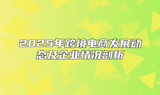 2025年跨境电商发展动态及企业情况剖析