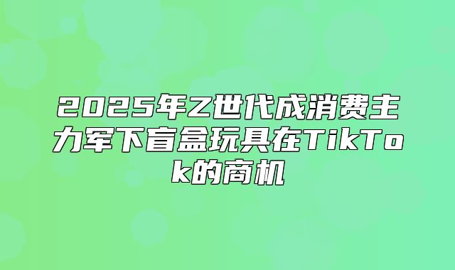 2025年Z世代成消费主力军下盲盒玩具在TikTok的商机