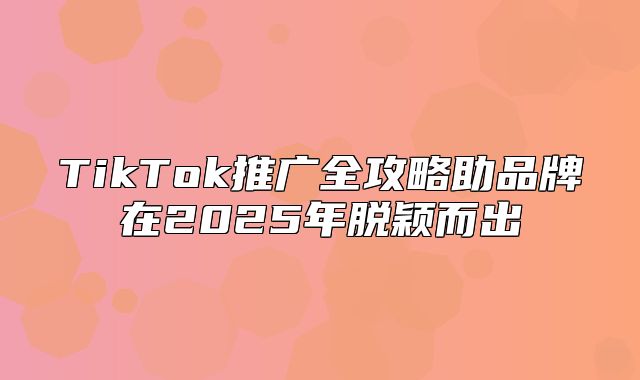TikTok推广全攻略助品牌在2025年脱颖而出