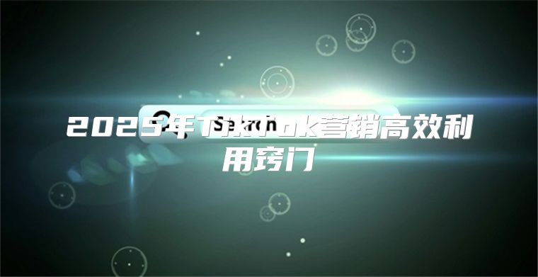 2025年TikTok营销高效利用窍门