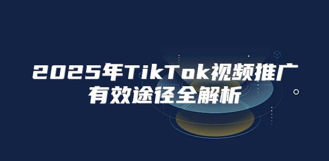 2025年TikTok视频推广有效途径全解析