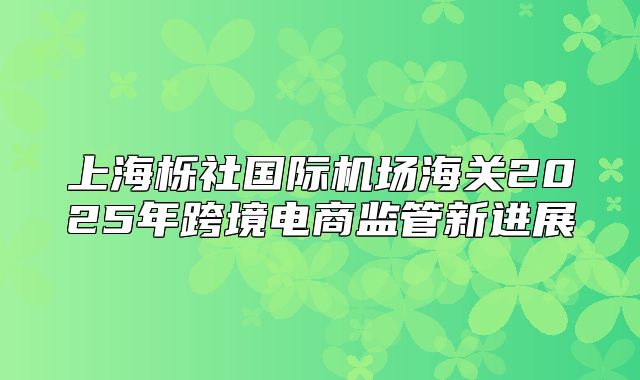 上海栎社国际机场海关2025年跨境电商监管新进展