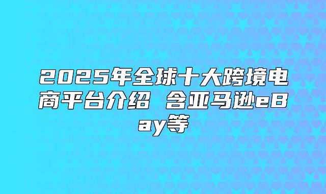 2025年全球十大跨境电商平台介绍 含亚马逊eBay等