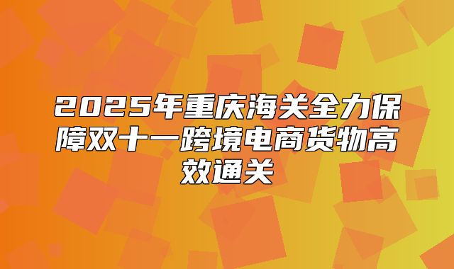 2025年重庆海关全力保障双十一跨境电商货物高效通关