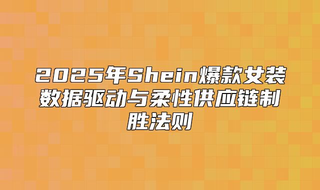 2025年Shein爆款女装数据驱动与柔性供应链制胜法则