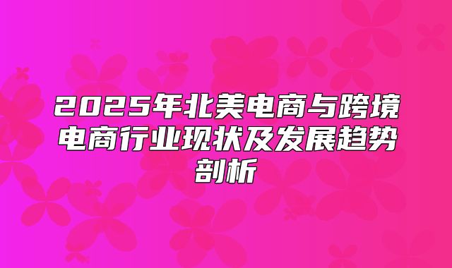 2025年北美电商与跨境电商行业现状及发展趋势剖析