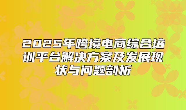 2025年跨境电商综合培训平台解决方案及发展现状与问题剖析