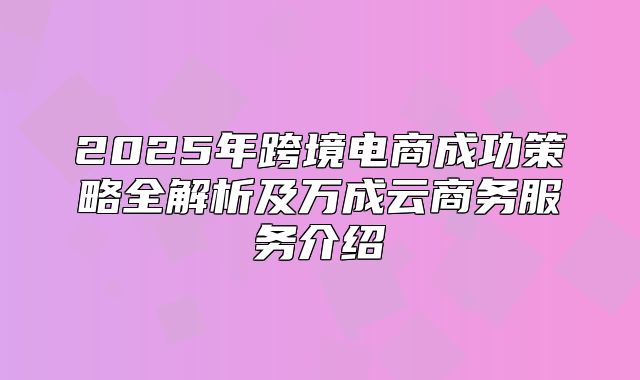 2025年跨境电商成功策略全解析及万成云商务服务介绍