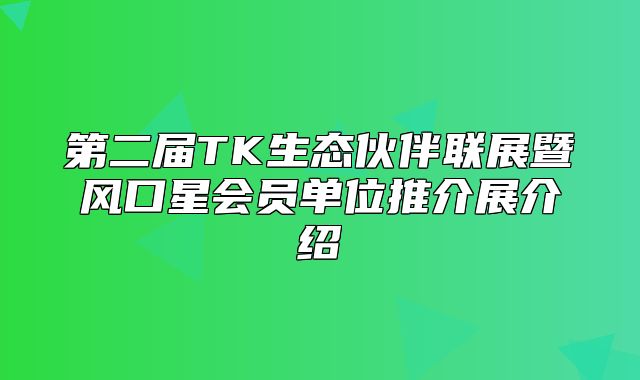 第二届TK生态伙伴联展暨风口星会员单位推介展介绍
