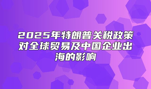 2025年特朗普关税政策对全球贸易及中国企业出海的影响