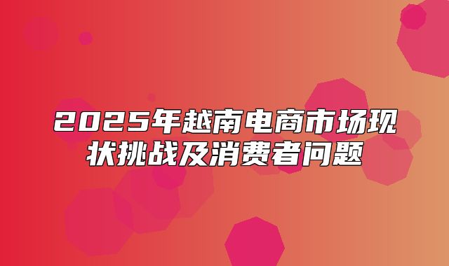 2025年越南电商市场现状挑战及消费者问题