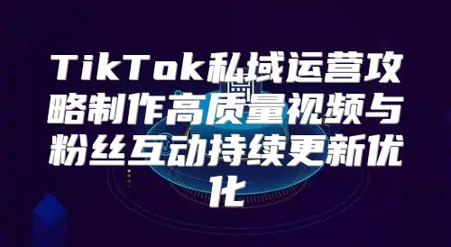TikTok私域运营攻略制作高质量视频与粉丝互动持续更新优化