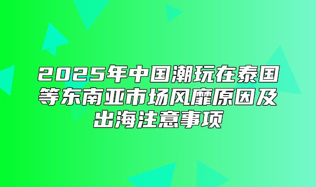 2025年中国潮玩在泰国等东南亚市场风靡原因及出海注意事项
