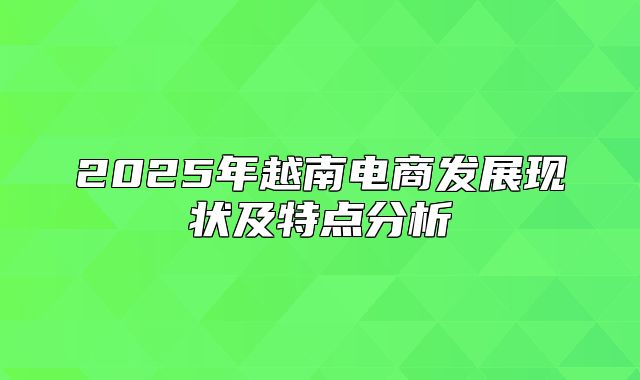2025年越南电商发展现状及特点分析