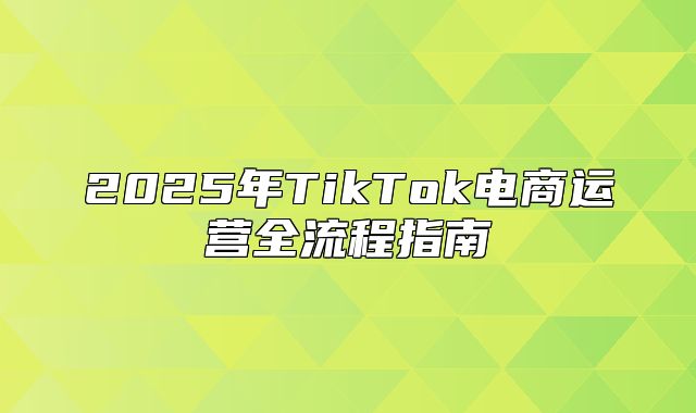 2025年TikTok电商运营全流程指南