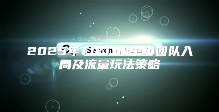 2025年TikTok中小团队入局及流量玩法策略