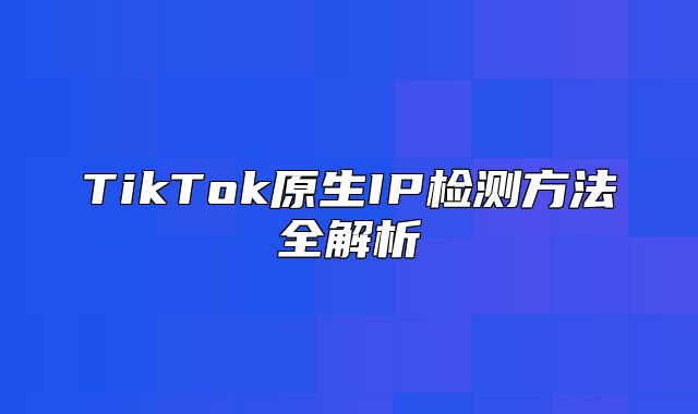 TikTok原生IP检测方法全解析