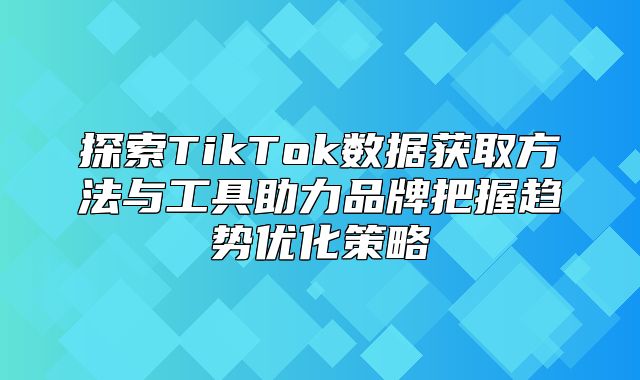 探索TikTok数据获取方法与工具助力品牌把握趋势优化策略