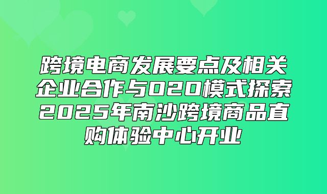 跨境电商发展要点及相关企业合作与O2O模式探索2025年南沙跨境商品直购体验中心开业