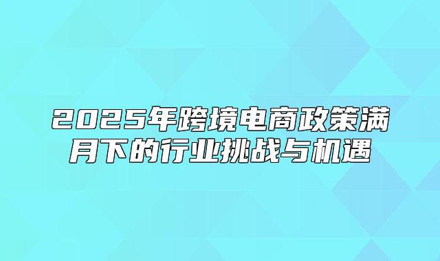 2025年跨境电商政策满月下的行业挑战与机遇