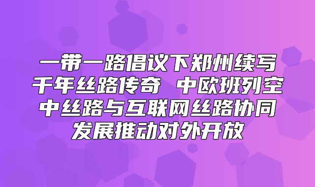 一带一路倡议下郑州续写千年丝路传奇 中欧班列空中丝路与互联网丝路协同发展推动对外开放