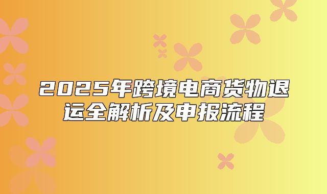2025年跨境电商货物退运全解析及申报流程