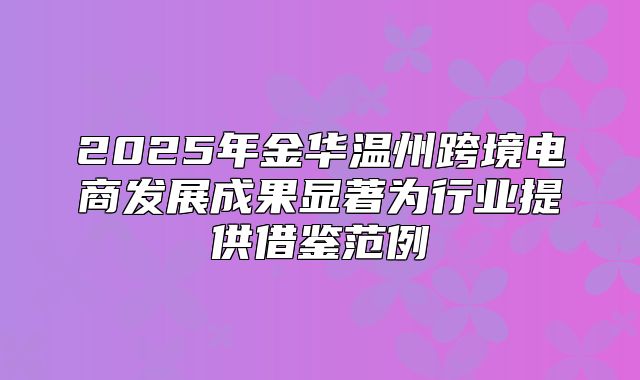 2025年金华温州跨境电商发展成果显著为行业提供借鉴范例