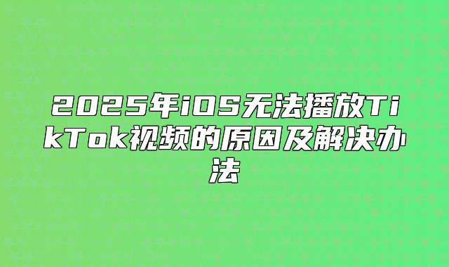 2025年iOS无法播放TikTok视频的原因及解决办法