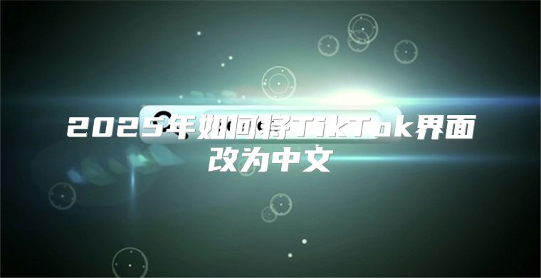 2025年如何将TikTok界面改为中文