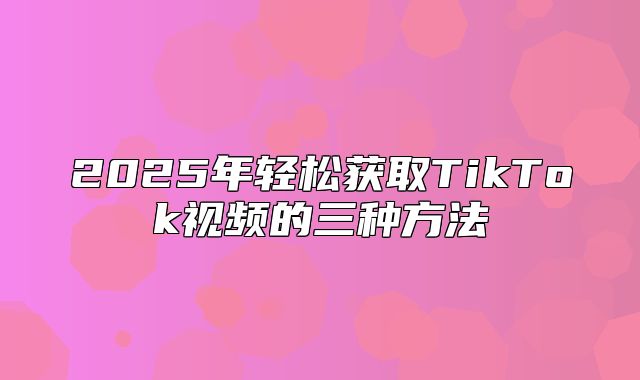 2025年轻松获取TikTok视频的三种方法