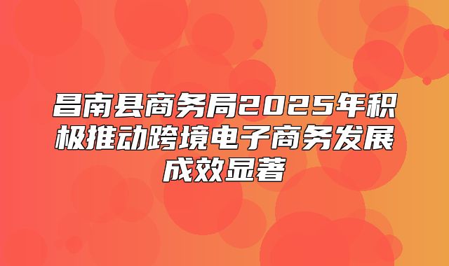 昌南县商务局2025年积极推动跨境电子商务发展成效显著