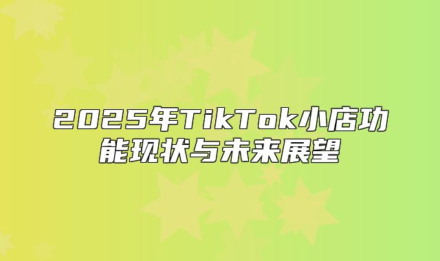 2025年TikTok小店功能现状与未来展望