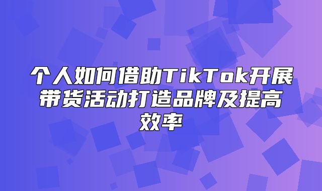 个人如何借助TikTok开展带货活动打造品牌及提高效率