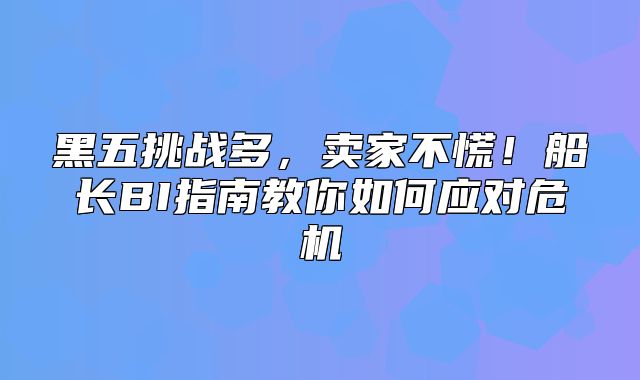 黑五挑战多，卖家不慌！船长BI指南教你如何应对危机