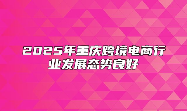 2025年重庆跨境电商行业发展态势良好