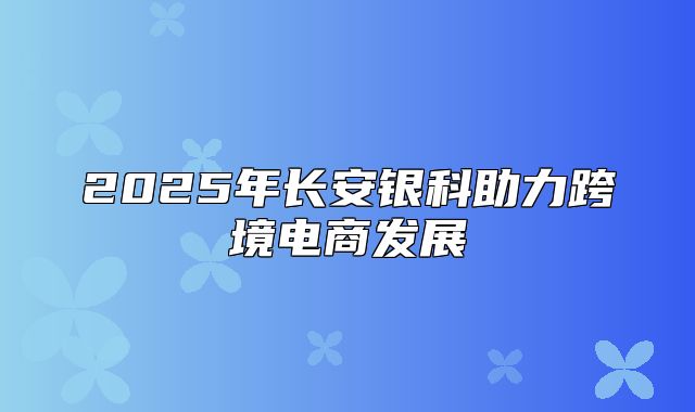 2025年长安银科助力跨境电商发展