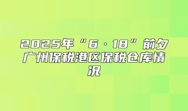 2025年“6·18”前夕广州保税港区保税仓库情况