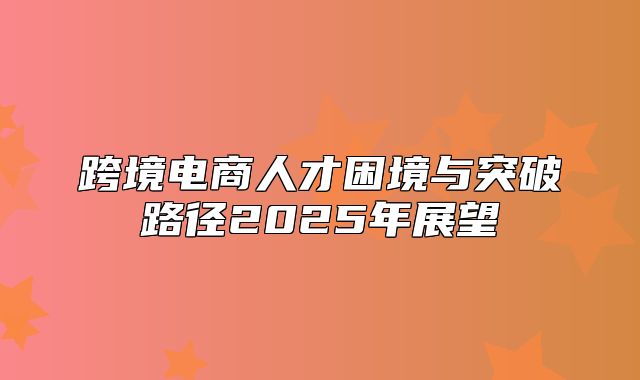跨境电商人才困境与突破路径2025年展望