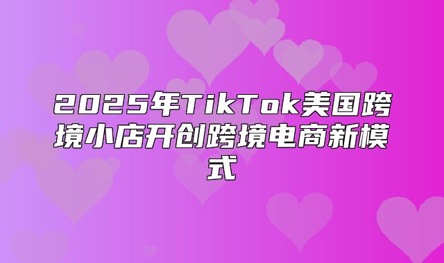 2025年TikTok美国跨境小店开创跨境电商新模式