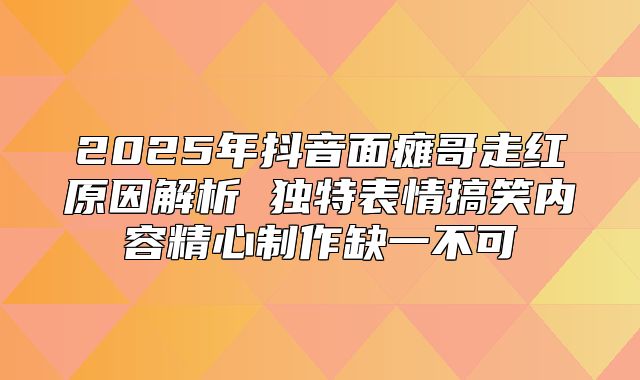 2025年抖音面瘫哥走红原因解析 独特表情搞笑内容精心制作缺一不可