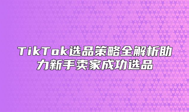 TikTok选品策略全解析助力新手卖家成功选品