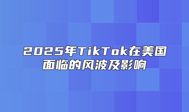 2025年TikTok在美国面临的风波及影响