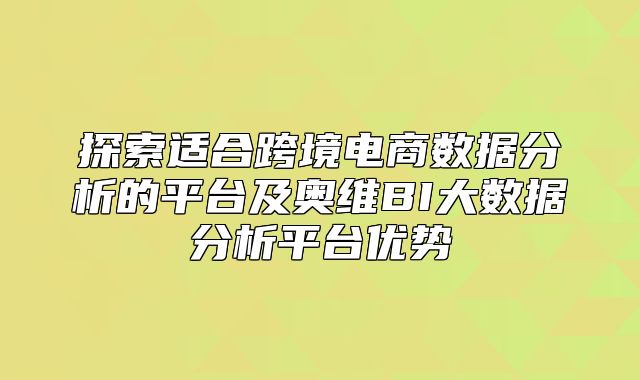 探索适合跨境电商数据分析的平台及奥维BI大数据分析平台优势