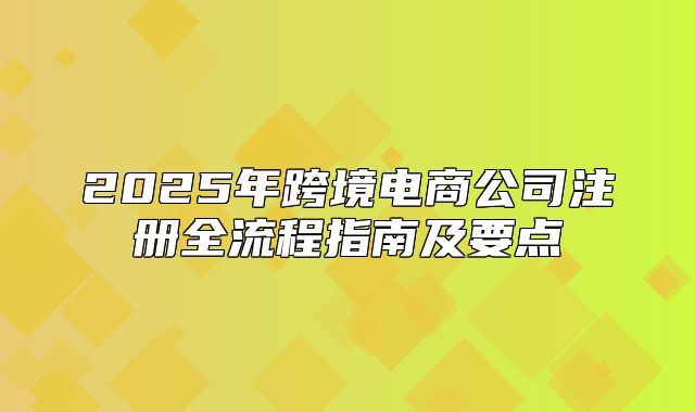 2025年跨境电商公司注册全流程指南及要点